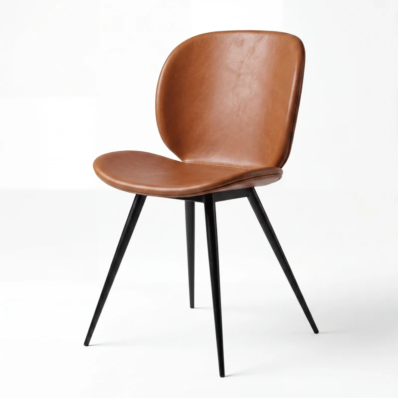 Stuhl aus Kunstleder in vintage Hellbraun