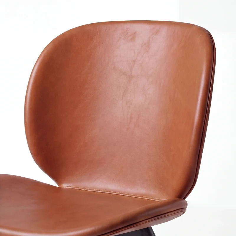 Stuhl aus Kunstleder in vintage Hellbraun