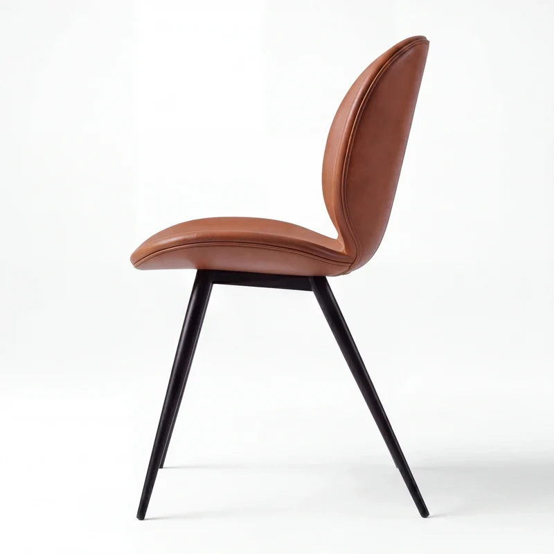 Stuhl aus Kunstleder in vintage Hellbraun