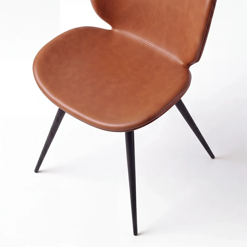 Stuhl aus Kunstleder in vintage Hellbraun