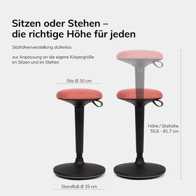 Lento sella flex Bürohocker | Sitz-Stehhilfe| Sitzhocker mit Schwingeffekt