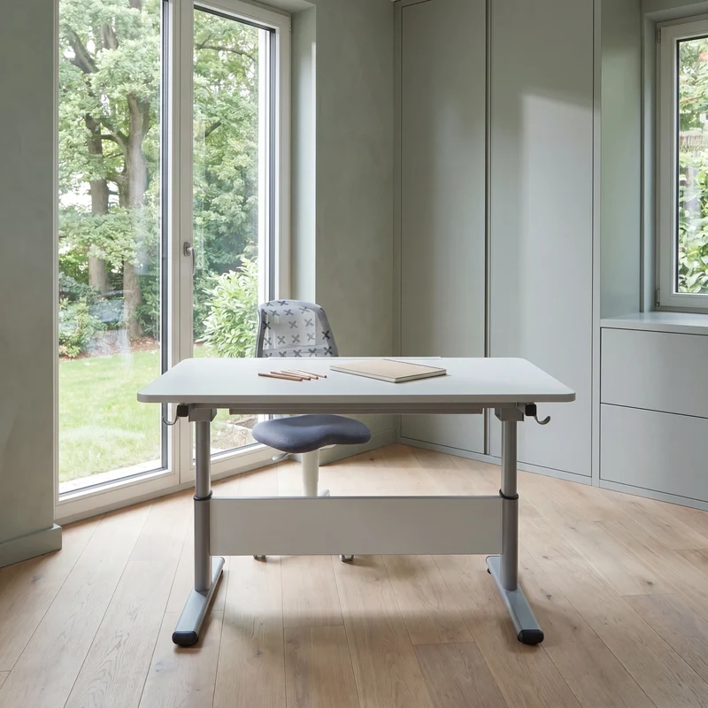 Schreibtisch Santana, Schiefergrau, 120x70 cm, Kurbel
