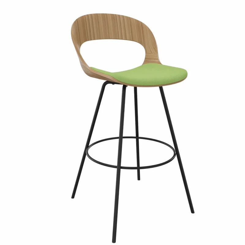 YOS B3 Lotus Design Barhocker | Tresenstuhl | Echtholz Furnier Eiche | mit Polster