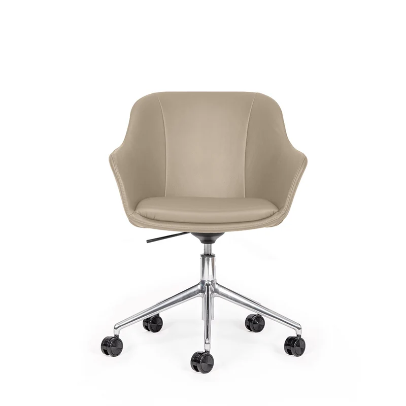 lento Smart Cosy D high Leder | Gestell schwarz & Alu | Konferenzstuhl | Echtleder | Wippfunktion & Rollen