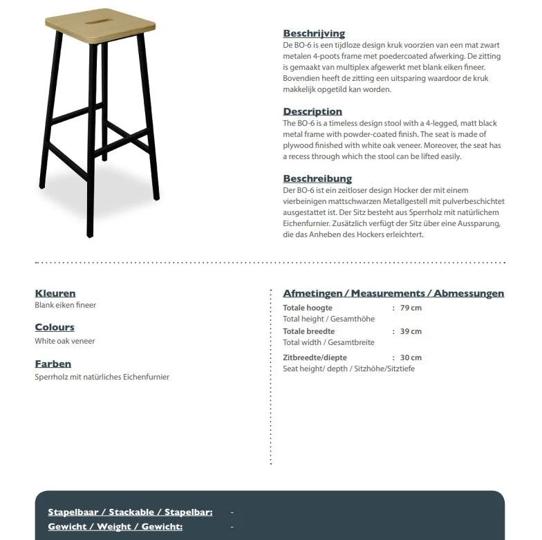 Barhocker | Counterstuhl | Eiche natur | Barstuhl schwarz