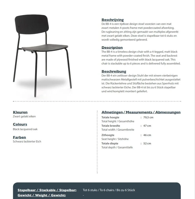 Stapelstuhl | Designerstuhl | Besucherstuhl | Schwarz | Holzschale Eiche
