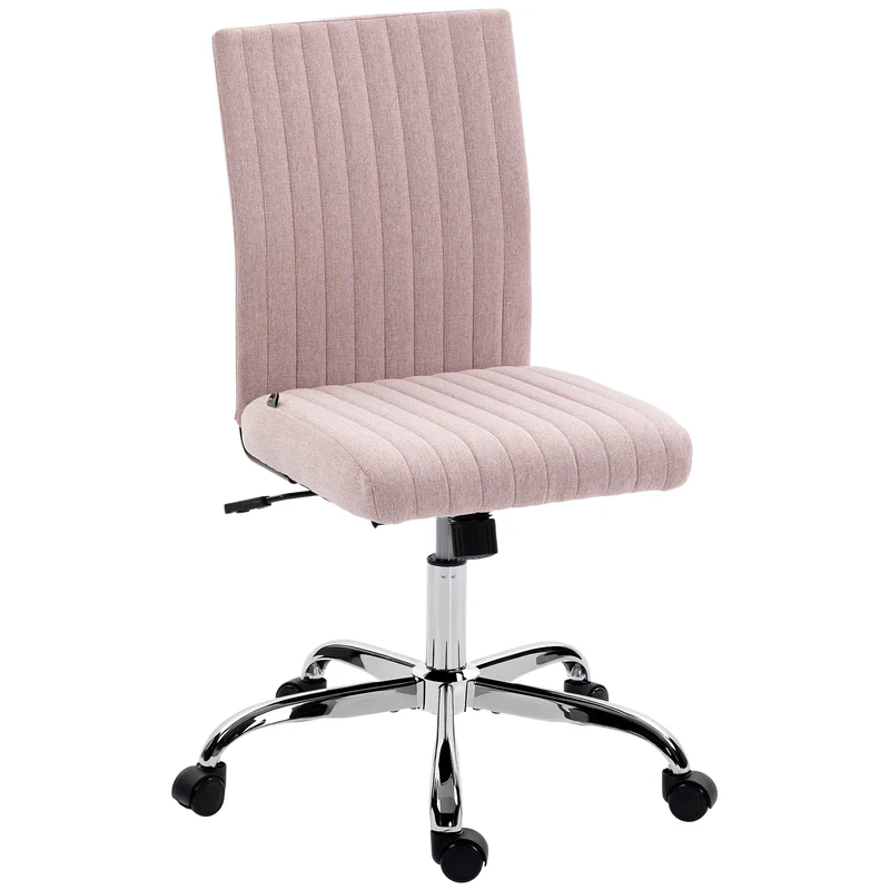 Cadeira de Escritório sem Braços Poltrona de Escritório Altura Ajustável e Giratória 360° 43x56x89-99 cm Rosa