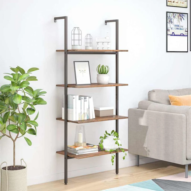 Unidade 4 prateleiras 64x35x152,5 cm castanho-escuro e preto