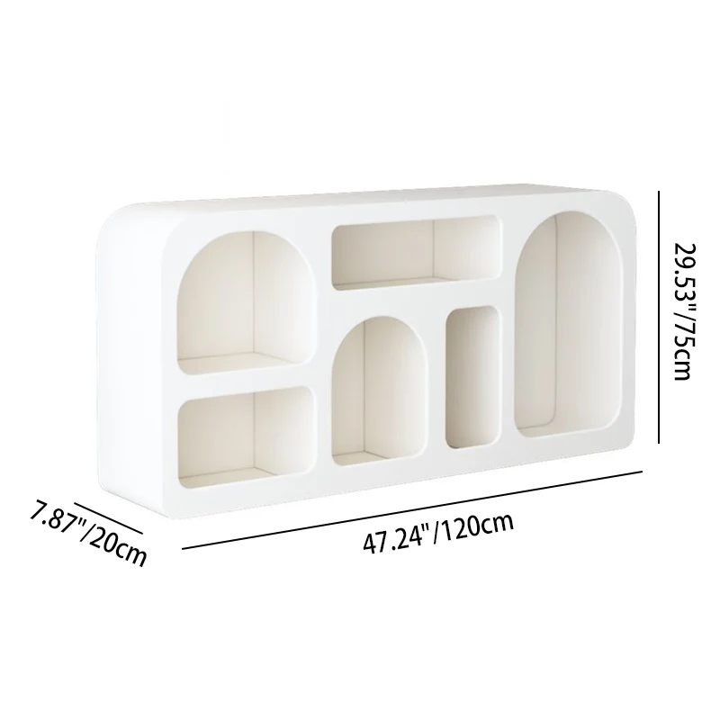 Modern Minimalist Engineered Wood Arched Rounded Rectangular Storage Cabinet 6-Cabinets For Living Room