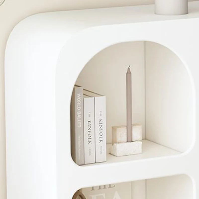 Modern Minimalist Engineered Wood Arched Rounded Rectangular Storage Cabinet 6-Cabinets For Living Room