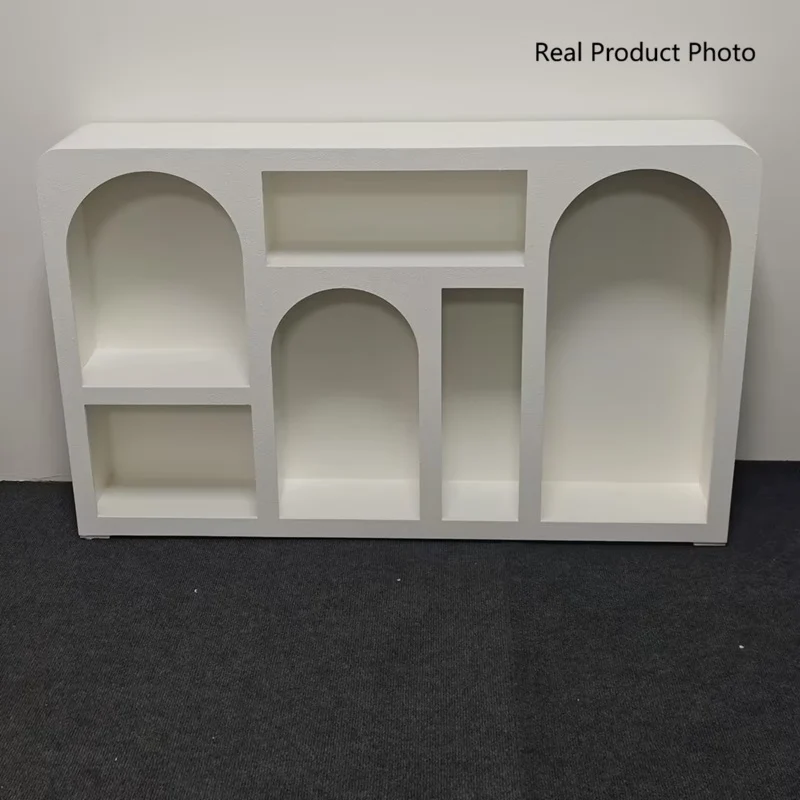 Modern Minimalist Engineered Wood Arched Rounded Rectangular Storage Cabinet 6-Cabinets For Living Room
