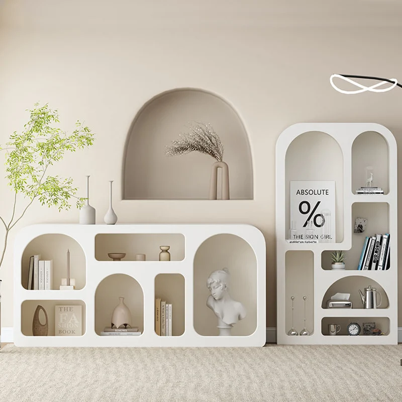 Modern Minimalist Engineered Wood Arched Rounded Rectangular Storage Cabinet 6-Cabinets For Living Room