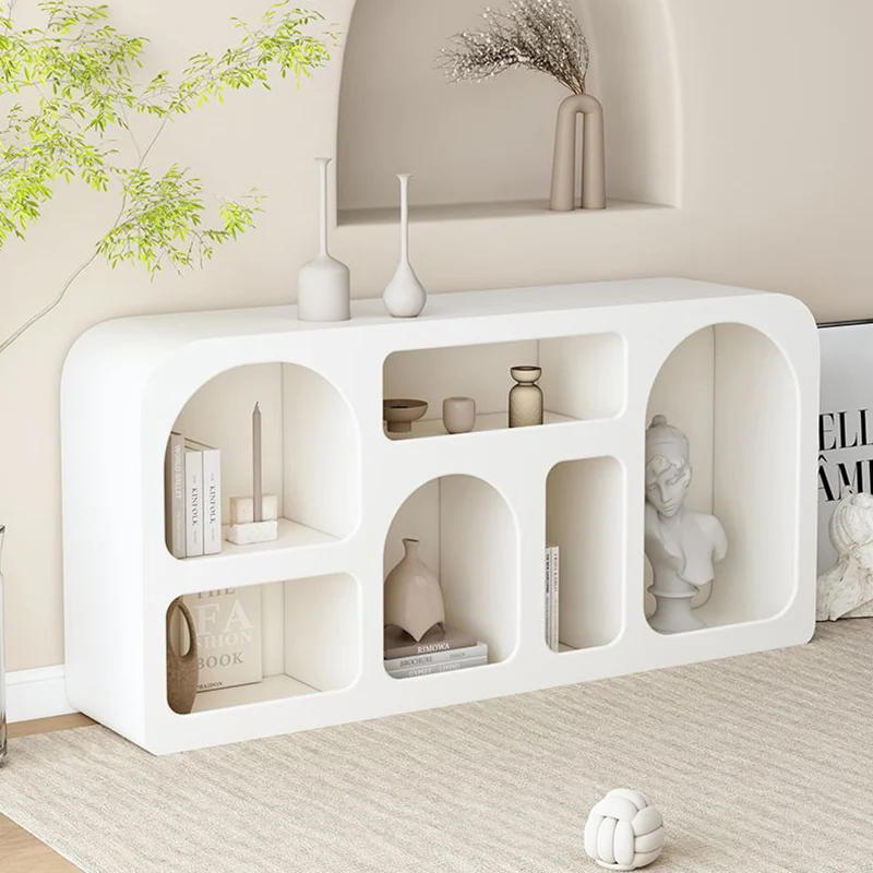 Modern Minimalist Engineered Wood Arched Rounded Rectangular Storage Cabinet 6-Cabinets For Living Room