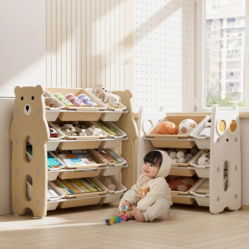 Contemporary Creative Rectangular HDPE Iron PE Storage Shelf 3/4-Tier For Living Room & Bedroom