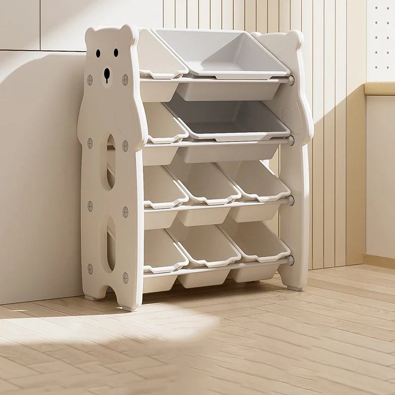 Contemporary Creative Rectangular HDPE Iron PE Storage Shelf 3/4-Tier For Living Room & Bedroom
