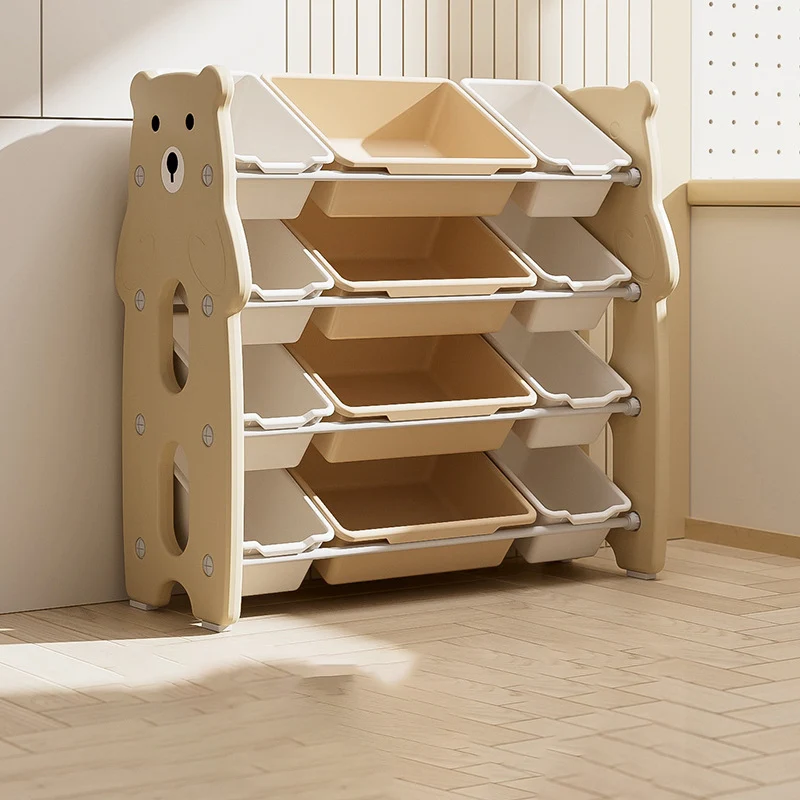 Contemporary Creative Rectangular HDPE Iron PE Storage Shelf 3/4-Tier For Living Room & Bedroom