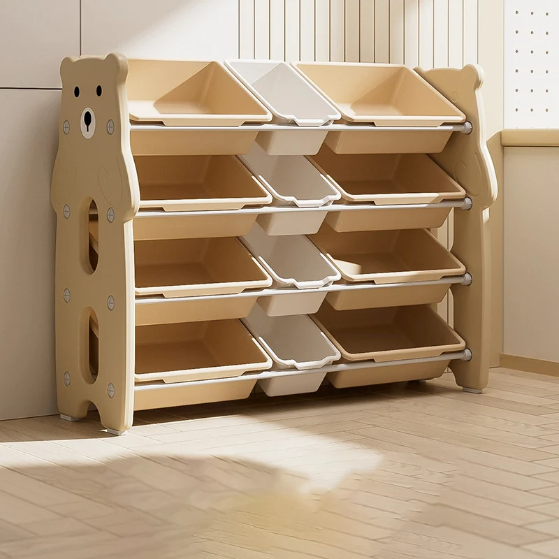 Contemporary Creative Rectangular HDPE Iron PE Storage Shelf 3/4-Tier For Living Room & Bedroom
