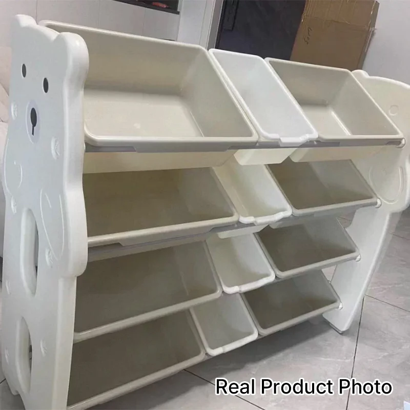 Contemporary Creative Rectangular HDPE Iron PE Storage Shelf 3/4-Tier For Living Room & Bedroom