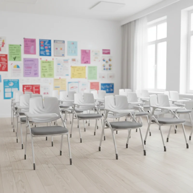 Space-Saving Foldable 180° Rotating Writing Board Desk Chair - Minimalist Silent Casters & Adjustable Armrests & Comfortable & Practical For Home Office