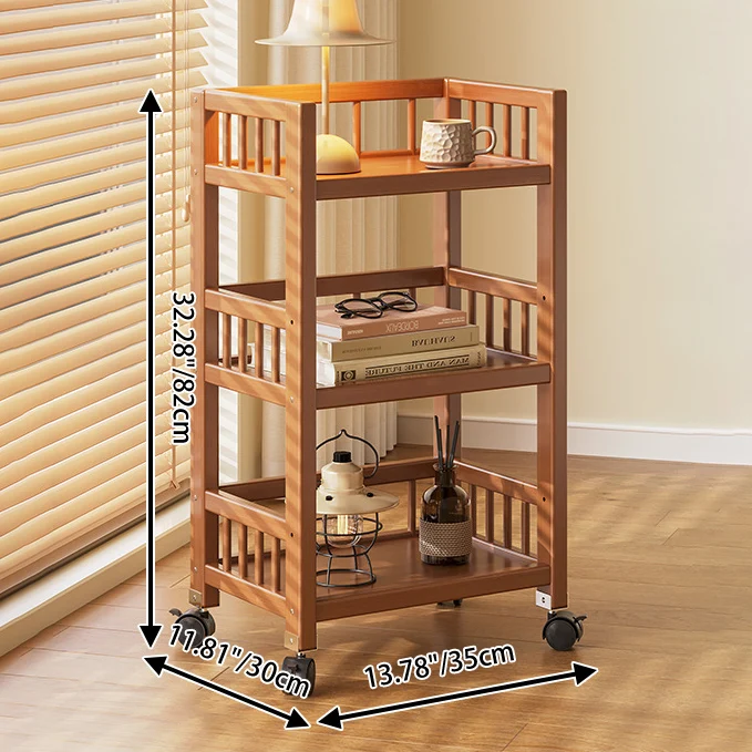 Modern Minimalist Bamboo & MDF Mobile Square Storage Shelf 2/3 Tier Living Room