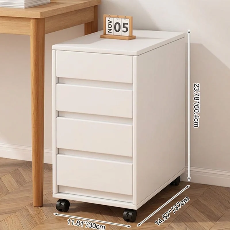 Modern Minimalist MDF Rectangular Rolling Storage Cabinet With 4-5 Drawers For Bedroom & Office