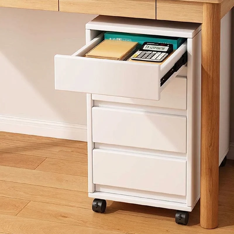 Modern Minimalist MDF Rectangular Rolling Storage Cabinet With 4-5 Drawers For Bedroom & Office