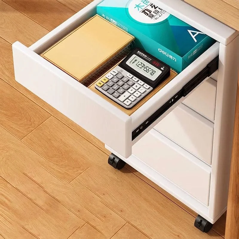 Modern Minimalist MDF Rectangular Rolling Storage Cabinet With 4-5 Drawers For Bedroom & Office