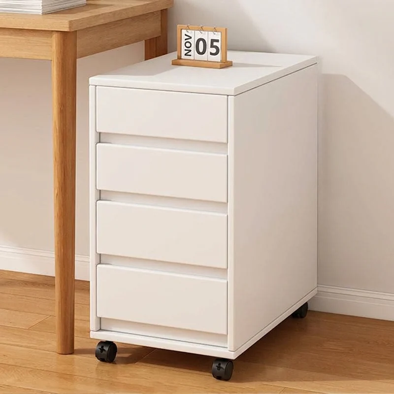 Modern Minimalist MDF Rectangular Rolling Storage Cabinet With 4-5 Drawers For Bedroom & Office