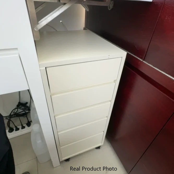 Modern Minimalist MDF Rectangular Rolling Storage Cabinet With 4-5 Drawers For Bedroom & Office