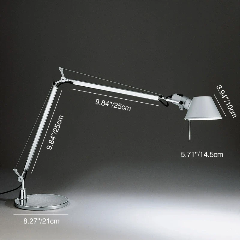 Contemporary Industrial Cylindrical Aluminum Alloy Adjustable 1-Light Desk Lamp For Home Office