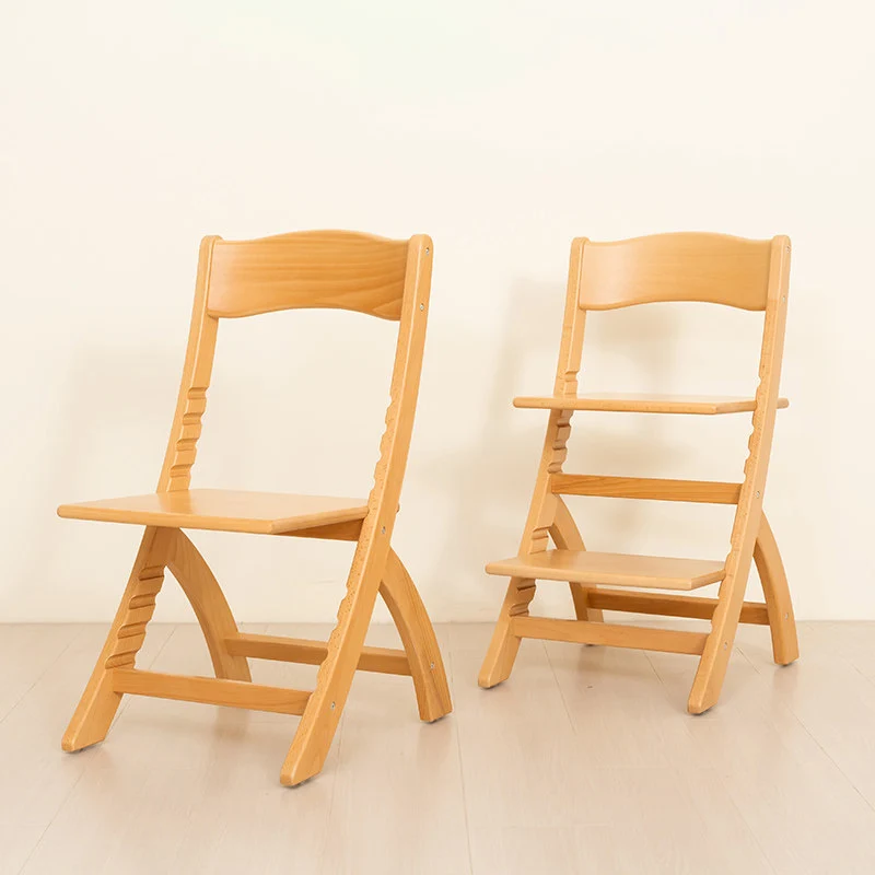 Modern Minimalist Rectangular Beech Wood Adjustable Kids Desk Chair Backrest Armless For Study