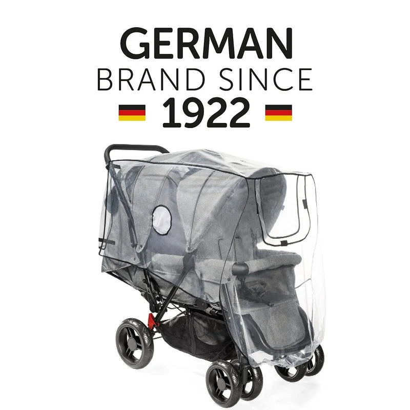 Reer RainCover Duo Active – Regenschutz für Geschwisterwagen & Buggys mit hintereinanderliegenden Sitzen