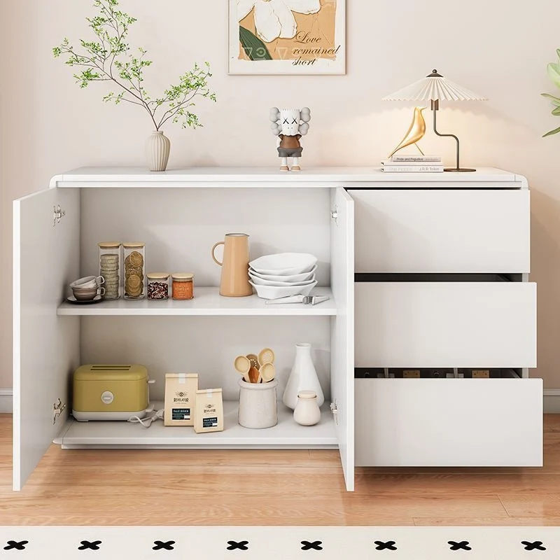 Modern Minimalist Plywood Metal Rounded Square Rectangle Storage Cabinet With 3 Drawers For Living Room
