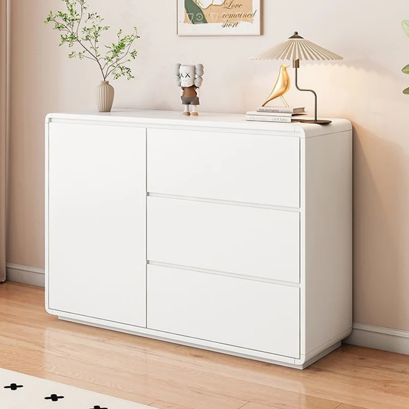 Modern Minimalist Plywood Metal Rounded Square Rectangle Storage Cabinet With 3 Drawers For Living Room