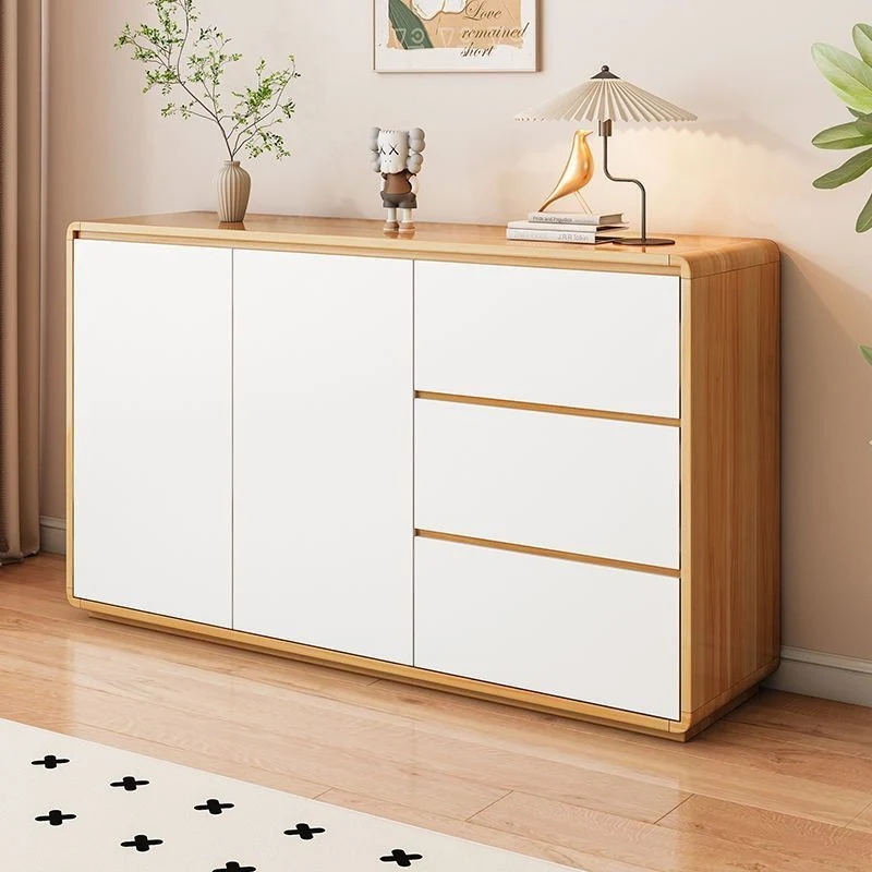 Modern Minimalist Plywood Metal Rounded Square Rectangle Storage Cabinet With 3 Drawers For Living Room