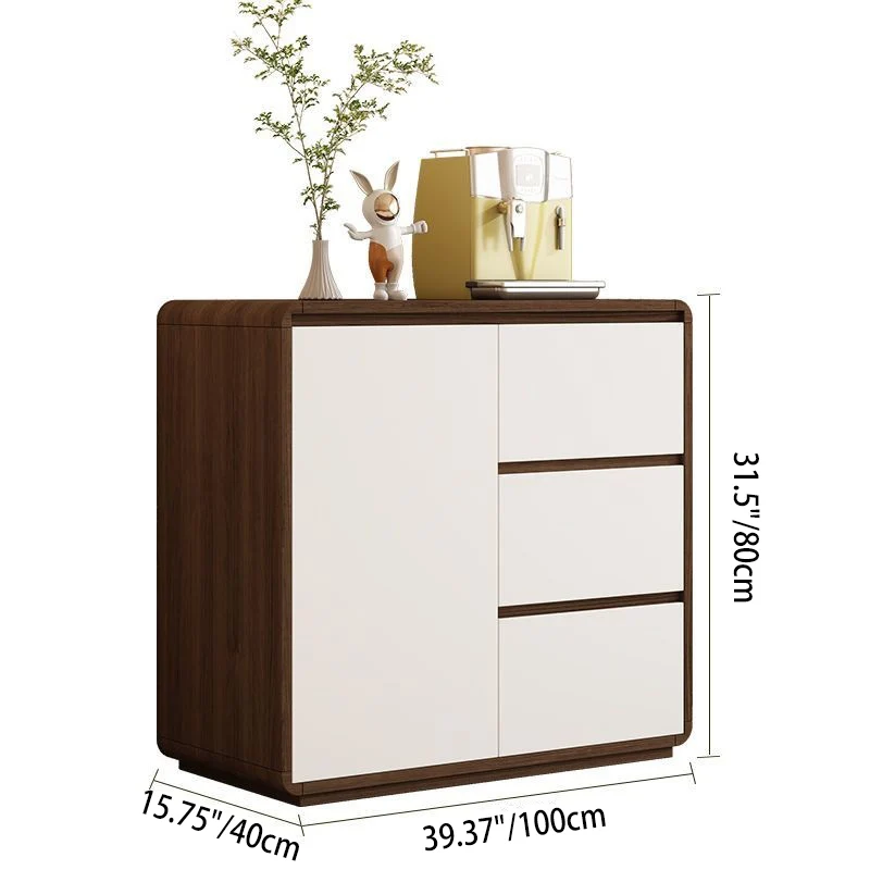 Modern Minimalist Plywood Metal Rounded Square Rectangle Storage Cabinet With 3 Drawers For Living Room