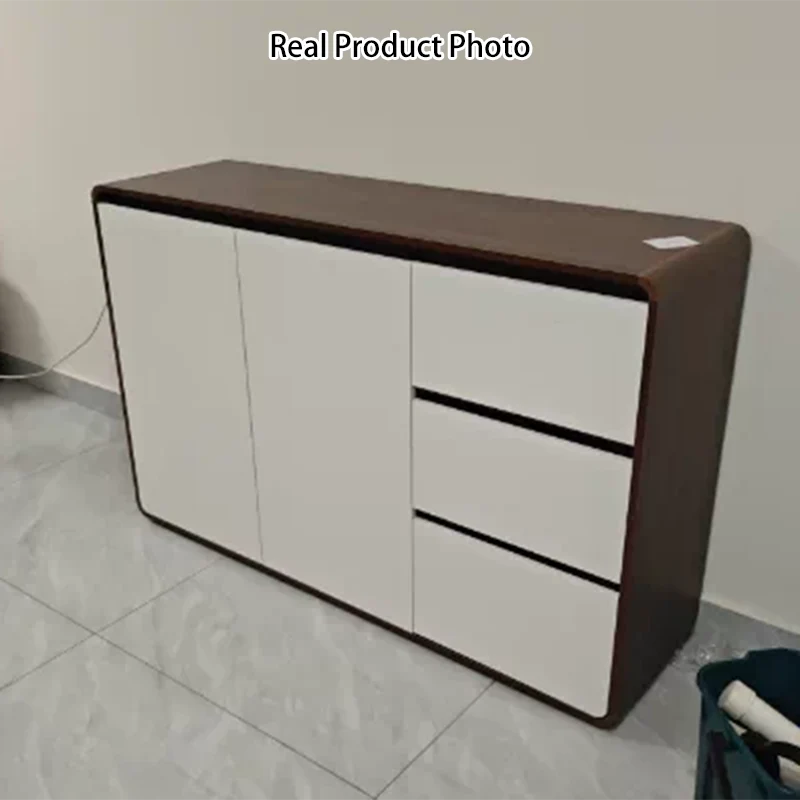 Modern Minimalist Plywood Metal Rounded Square Rectangle Storage Cabinet With 3 Drawers For Living Room