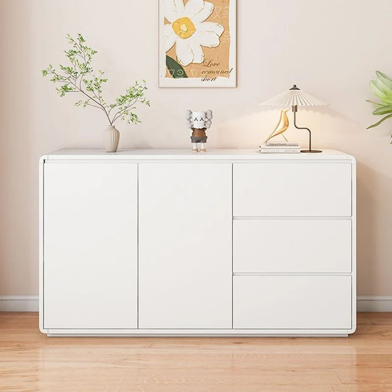 Modern Minimalist Plywood Metal Rounded Square Rectangle Storage Cabinet With 3 Drawers For Living Room