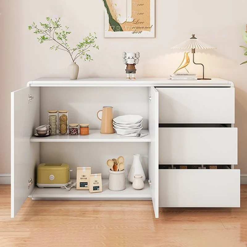 Modern Minimalist Plywood Metal Rounded Square Rectangle Storage Cabinet With 3 Drawers For Living Room