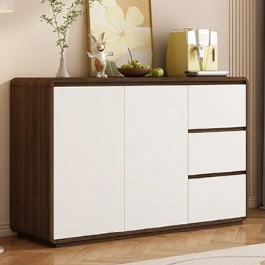 Modern Minimalist Plywood Metal Rounded Square Rectangle Storage Cabinet With 3 Drawers For Living Room