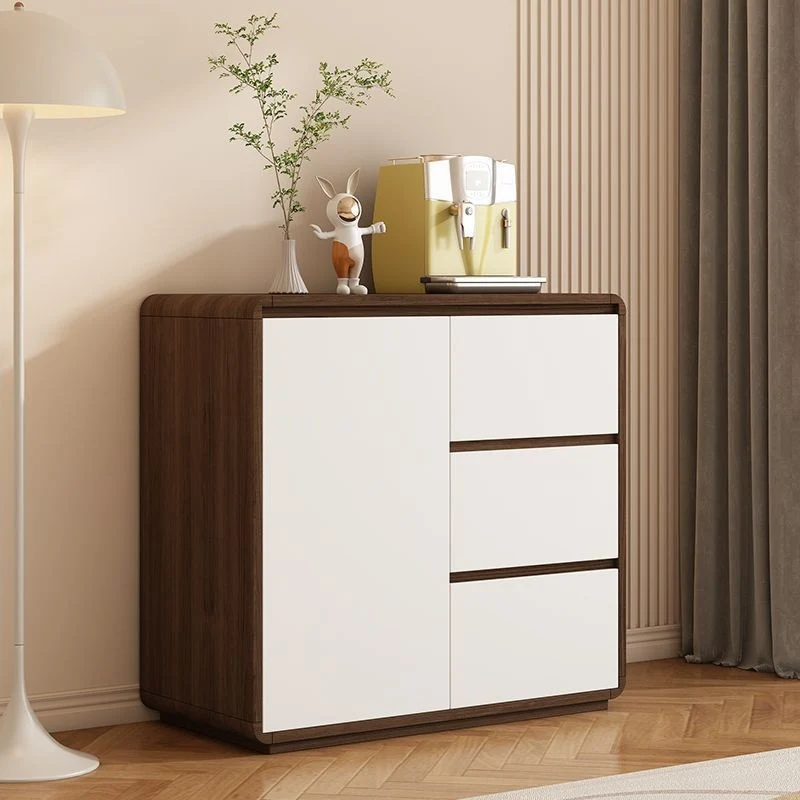 Modern Minimalist Plywood Metal Rounded Square Rectangle Storage Cabinet With 3 Drawers For Living Room