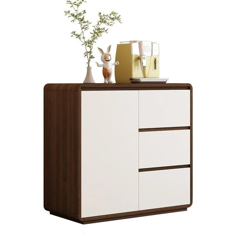 Modern Minimalist Plywood Metal Rounded Square Rectangle Storage Cabinet With 3 Drawers For Living Room