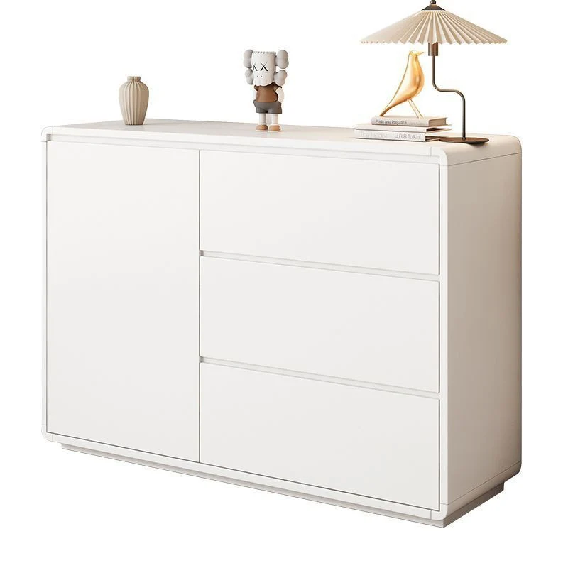 Modern Minimalist Plywood Metal Rounded Square Rectangle Storage Cabinet With 3 Drawers For Living Room