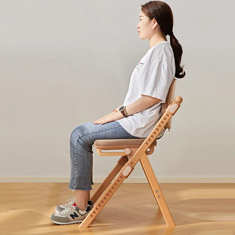 Modern Minimalist Triangular Cat Scratching Leather Beech & Solid Wood Plywood Adjustable Kids Desk Chair Backrest Armrest For Study