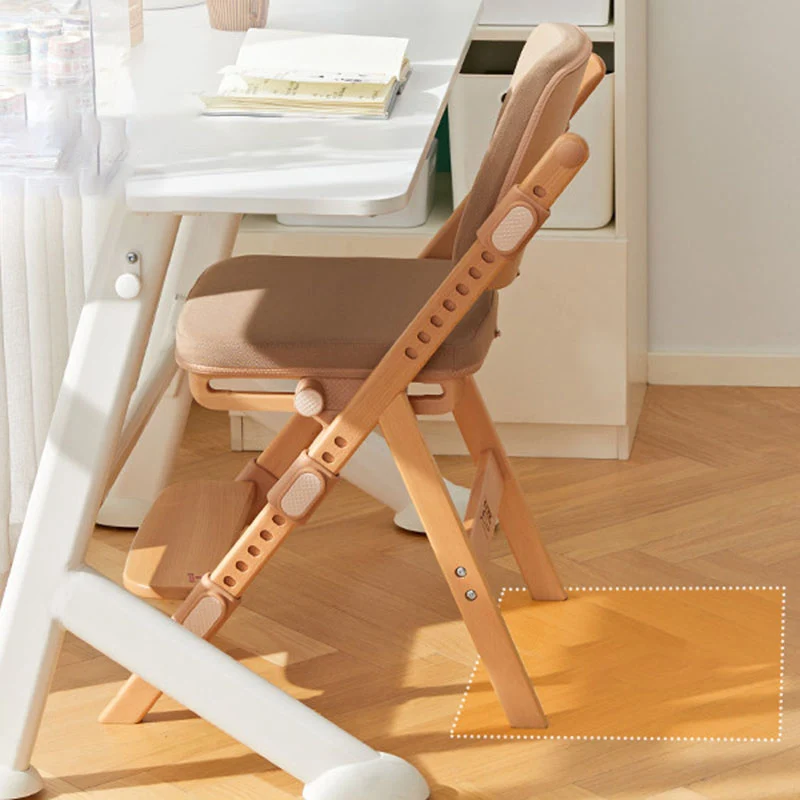 Modern Minimalist Triangular Cat Scratching Leather Beech & Solid Wood Plywood Adjustable Kids Desk Chair Backrest Armrest For Study