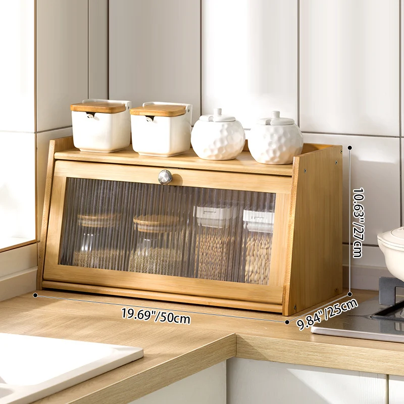 Traditional Vintage Rectangular Nan Bamboo Plywood Acrylic Desktop Storage Shelf 2/3-Tier For Kitchen