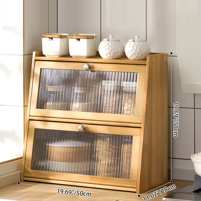 Traditional Vintage Rectangular Nan Bamboo Plywood Acrylic Desktop Storage Shelf 2/3-Tier For Kitchen
