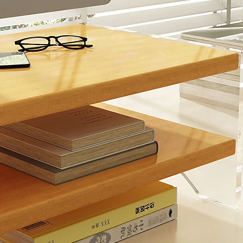 Modern Minimalist Rectangular Medium-Density Fiberboard Acrylic Desktop Storage Shelf 1/2/3-Tier For Study & Bedroom