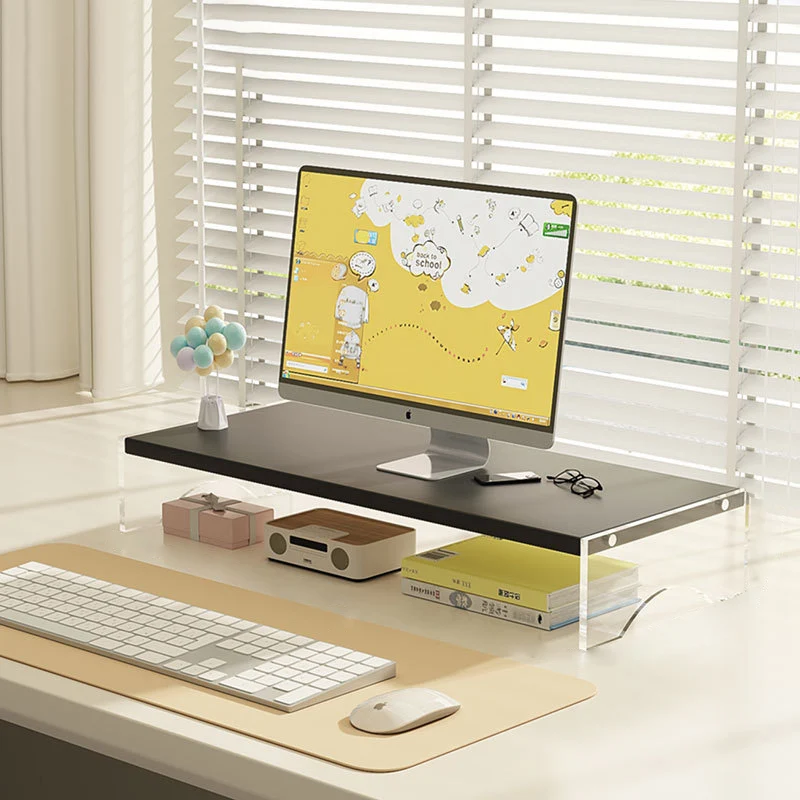 Modern Minimalist Rectangular Medium-Density Fiberboard Acrylic Desktop Storage Shelf 1/2/3-Tier For Study & Bedroom