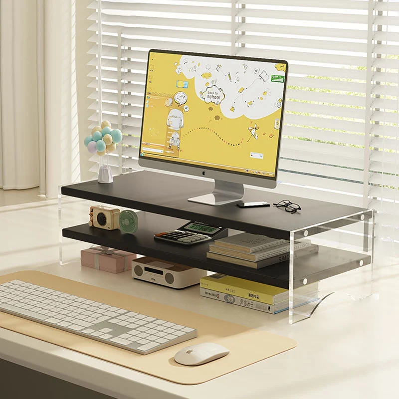 Modern Minimalist Rectangular Medium-Density Fiberboard Acrylic Desktop Storage Shelf 1/2/3-Tier For Study & Bedroom
